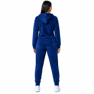 Women's Velour Hooded Drawstring Closure Quick Dry Tracksuit <b>Set</b> Trendy Casual <b>Two</b> <b>Piece</b> Outfit Soft Heavyweight <b>Lounge</b> - Product Image 2