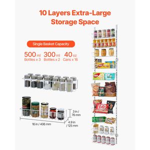 Organizzatore per Spezie a 10 Livelli in Acciaio Resistente, da Appendere Sopra la Porta, Regolabile e Facile da Montare a Parete - Product Image 5