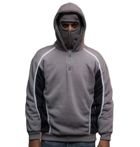 Custom Logo Embroidery Double Hooded Ninja Pullover Balaclava <b>Hoodies</b> for Man Full Zip <b>Thermal</b> Men's Sweatshirts - Product Image 1