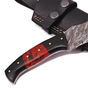 Couteau de chasse à lame fixe en acier Damas fait main sur mesure, manche en bois rouge et noir, LEGACY BLADES, qualité industrielle, pour l'extérieur - Product Image 6