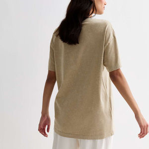 Camiseta Casual de Algodón 100% Ecológico para Mujer, de Corte Holgado, Cuello Redondo, Lavado Ácido, Transpirable y de Secado Rápido - Product Image 3