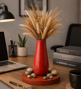 AW Prime <b>Red</b> Color Powder Coated Metal Tabletop Flower <b>Vase</b> Durable Reliable Handmade Modern Luxury Rust Resistant Available - Product Image 1