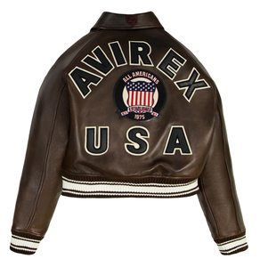 Chaquetas Avirex de cuero teñido de alta calidad y transpirables para mujer, con cuello redondo y color personalizado. - Product Image 4