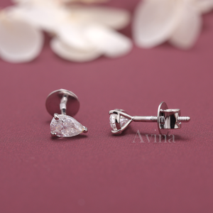 IGI Certified Lab Grown Diamond Pear Stud Earrings Solid 925 Sterling Silver Pear Cut Solitaire Screw Back Diamond Earrings - Product Image 3