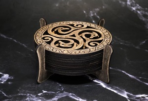 Celtic Knot Laser Cut Solid Wood Coaster Handcrafted Heat Resistant Drink Mat <b>Table</b> <b>Protector</b> Coffee Tea Cup Holder Home Decor - Product Image 2