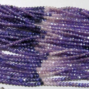 Perles facettées rondes en pierre de lune violette naturelle, plaquées argent AB mystique, 2,5 mm, brin de 13 pouces de long - Product Image 4