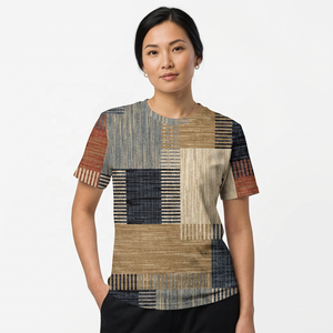 Men's <b>Patchwork</b> Pattern Digital Print Short Sleeve O-Neck Casual T-<b>Shirt</b> Regular Fit Woven Cotton Breathable Style - Product Image 6