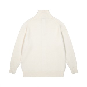 เสื้อสเวตเตอร์ผู้ชายสีขาว ถักนิตติ้ง คอตั้ง แขนยาว ทรงปกติ สวมใส่สบาย สีพื้น - Product Image 6