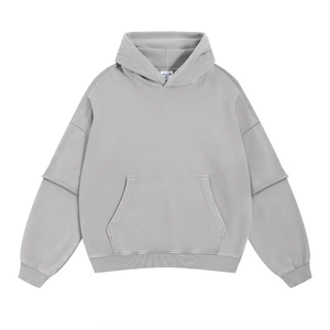 <b>Men's</b> Oversized Hooded Sweatshirt Solid Color Cotton French Terry Casual Autumn Hoodie with Front Pocket Regular Fit - Product Image 1