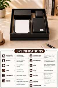 Premium Executive PU Leather Office Desk Organizer Set | <b>Memo</b> <b>Pad</b> Holder, Business Card Holder, Utility Storage Box - Product Image 2