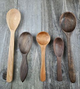 Cuillère en bois naturel écologique, faite à la main, en bois massif, ustensile de cuisine pour la maison, le restaurant, le café, à prix de gros - Product Image 5