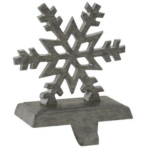 Decoración Navideña, Soporte de Metal para Calcetines Navideños con Diseño de Copo de Nieve, para Chimenea o Repisa, Acabado Plateado, Adorno para el Hogar - Product Image 1