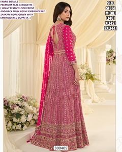 Anarkali élégant en georgette brodée Bandhani, longueur ras du sol, pour mariage et Diwali - Product Image 3