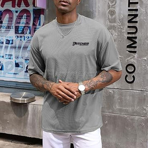 Camiseta Extra Grande para Hombre, Corte Holgado, Estilo Urbano Contemporáneo, Tela de Algodón Suave, Cómoda para Uso Diario Informal - Product Image 2