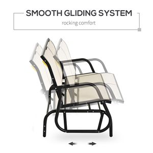 Dondolo da Veranda Beige a 2 Posti con Telaio in Acciaio e Tessuto Confortevole - Product Image 4