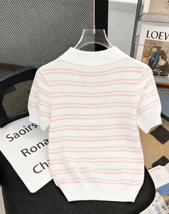 Women's Solid Knitted for Shirt Short Sleeve Casual Polyester/Cotton Quick Dry Breathable Regular Length - Product Image 6