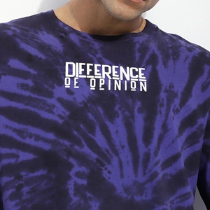 เสื้อยืดคอกลมสีม่วงลายตัวอักษรแบบไทไดคุณภาพสูงสำหรับผู้ชาย ขายส่ง ผ้าฝ้าย 100% ทรงโอเวอร์ไซส์ สไตล์สตรีทแวร์ - Product Image 5