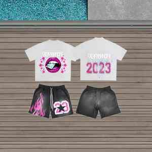 Conjuntos de Shorts de Verano para Hombre con Logotipo Personalizado por Impresión DTG, Shorts con Lavado Ácido, Camiseta y Shorts, Conjunto para Hombre - Product Image 2