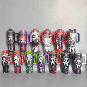 Halloween Christmas Gifts USA WAREHOUSE Double Walled Stainless Steel Travel Mug 40oz Tumbler With Handle Sublimation Blanks Cup - Product Image 3