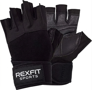 ถุงมือออกกำลังกาย Rexfit Sports แบบครึ่งนิ้ว หนังแท้ สายรัดข้อมือปรับได้ ถุงมือฟิตเนสสำหรับฝึกซ้อม ยูนิเซ็กซ์ สีชมพู ถุงมือกีฬา - Product Image 4
