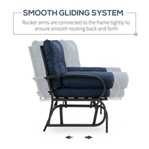 Moderna Silla Glider para 2 Personas en Azul con Cojines Extraíbles, Movimiento Suave, Estructura Resistente para Patio, Jardín, Parque, Muebles de Exterior - Product Image 4