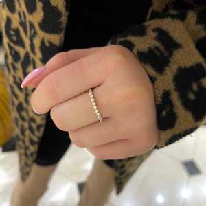 Wholesale 14k Gold Round Cut Lab Grown Diamond Half Eternity Wedding Band <b>Ring</b> 0.33 Carat Scalloped <b>Stacking</b> Band Factory Price - Product Image 2
