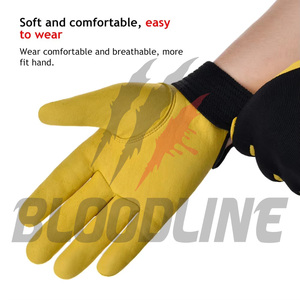 Gants de moto en cuir noir, longueur poignet, doublure en fausse fourrure, thermiques, style sportif pour l'hiver et les activités de plein air - Product Image 2
