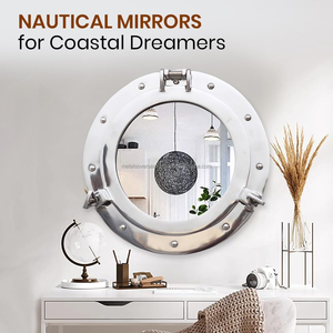 Miroir de hublot marin en métal nautique, miroir de salle de bain, miroir de hublot en métal vieilli, miroir encadré réfléchissant - Product Image 3
