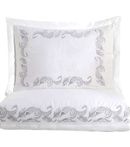 Quang Thanh Embroidery Gray Wave Custom Wholesale Wearable Breathable Machine Washable 40-count Home 250TC Cotton Duvet Cover - Product Image 4