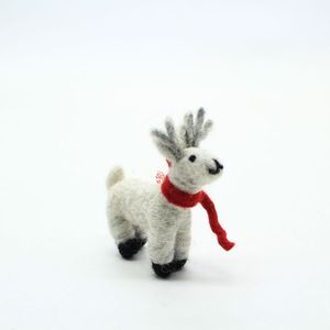 Handmade Needle Felted Deer Ornament <b>Wool</b> Felt Reindeer Christmas Decoration - Product Image 2