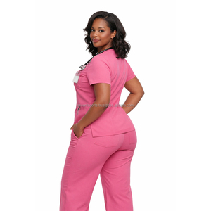 <b>Tunic</b> Style <b>Nursing</b> Uniform Set Custom Woven Label Adjustable Drawstring Waist Breathable Stretch Fabric Unisex Hospital Use - Product Image 4