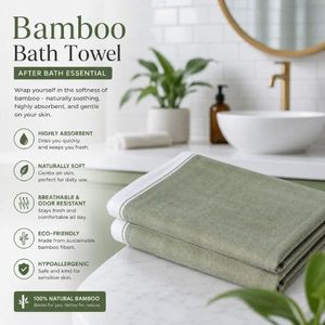 Serviette de bain en bambou à bordure épaisse, séchage rapide, légère, multi-usages - Product Image 6
