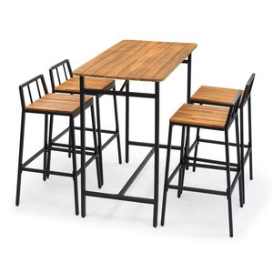 Ensemble de salle à manger d'extérieur en bois d'acacia, 5 pièces, table et chaises de jardin résistantes aux intempéries - Product Image 1