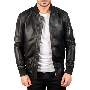 Low Price Men's Coated <b>Camouflage</b> Leather Jacket Plus Size Casual Wear Genuine Leather Stand Collar Front Logo Made in Pakistan - Product Image 3