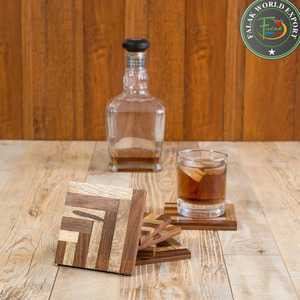 Sous-verres rectangulaires en bois naturel, design écorce d'arbre, écologiques, modernes, épaisseur 10 mm, pour boissons, vins, diamètre <300 mm - Product Image 5