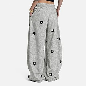 Unisex Streetwear Baggy Pants Loose Fit Sweatpants <b>Wide</b> Leg Joggers Custom Logo Printing Embroidery Supplier - Product Image 4
