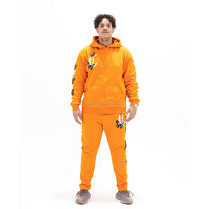 Ensemble deux pièces personnalisable en coton épais à capuche pour homme, survêtement d'hiver en polaire avec logo, grandes tailles, style streetwear - Product Image 1