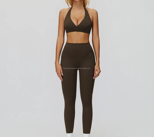 Ensemble de yoga pour femmes, jacquard, sans couture, taille haute, élastique - Product Image 2