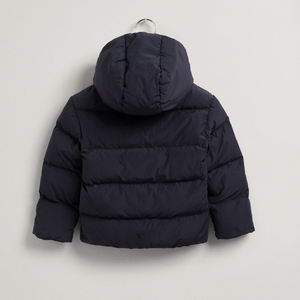 Hooded Puffer <b>Jacket</b> Zipper Closure Windproof Thick Winter Coat Unisex Casual Solid Color Regular Fit Short Length 100%Polyester - Product Image 5