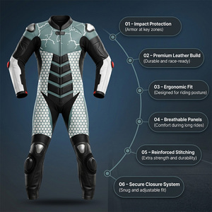 Traje de Motociclismo de Cuero Transpirable e Impermeable Personalizado, Certificado CE, con Armadura, Equipo Profesional para Pista, OEM ODM, Verano/Invierno - Product Image 3