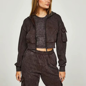 Conjunto de chándal con capucha para mujer, sudadera informal de manga larga de color liso y pantalones con bolsillos laterales, corte holgado, ropa de otoño - Product Image 4