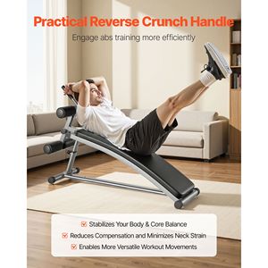 Banc de musculation incurvé avec 6 réglages de hauteur et poignées pour crunch inversé - Acier robuste, capacité de 600 lb - Product Image 5