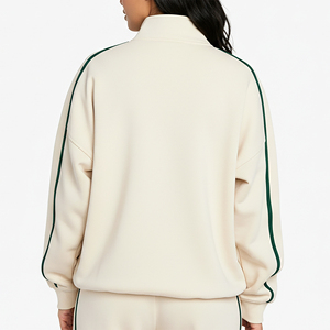 Sweat-shirt oversize pour femme en molleton 100% coton, avec fermeture éclair quart, grande taille, tendance, prix de gros abordable - Product Image 3