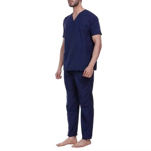 Conjunto de Uniforme Médico Azul para Mujer, Top con Cuello en V y Pantalones, Algodón y Poliéster, Transpirable, Cómodo y Elástico - Product Image 2