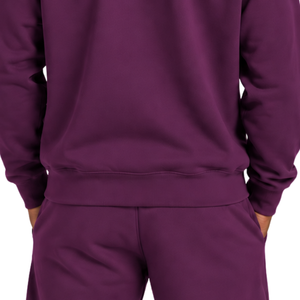 Plum Purple <b>Men</b> Sweatshirt Crew Neck <b>Long</b> <b>Sleeve</b> Pullover Casual Fleece <b>Top</b> Custom Logo Streetwear Winter Sportswear Wholesale - Product Image 6