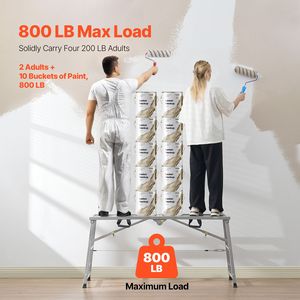 Piattaforma di Lavoro Regolabile a 4 Livelli, Portatile, Capacità di Carico 800 lb, Scala Pieghevole in Acciaio per Ponteggi - Product Image 3