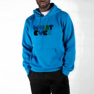Sudadera con Capucha Azul Océano Brillante con Gráfico de Letras, Algodón Suave, Estilo Urbano, Corte Holgado y Atractivo para Jóvenes - Product Image 1
