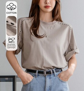 Women's <b>Raglan</b> Sleeve Loose Fit women's shirt Solid Color Minimalist Style T-Shirt 100% Cotton Knit DTG Breathable Everyday Wear - Product Image 5