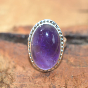 แหวนพลอยอเมทิสต์แอฟริกันทำมือ เงินแท้ 925 แหวนพลอยสีม่วง เครื่องประดับสำหรับผู้หญิง - Product Image 1