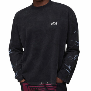 Camiseta Vintage para Hombre, Manga Larga, Algodón, Corte Cuadrado, Estampado Gráfico en el Brazo, Producción de Ropa Personalizada al por Mayor - Product Image 1